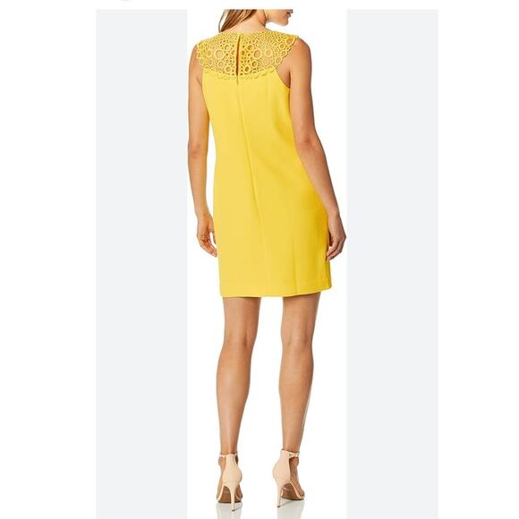Trina Turk Bliss Embroidered Mesh Shift Dress Yellow Size 6 NWOT Elegant - Picture 2 of 13